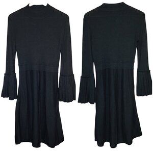New York & Company Black Bell Sleeve Midi Dress Size M Lightweight Sweater